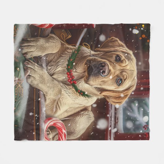 Labrador Hond Kerst Festiviteit Fleece Deken (Voorkant (Horizontaal))