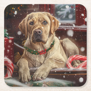 Labrador Hond Kerst Festiviteit Kartonnen Onderzetters