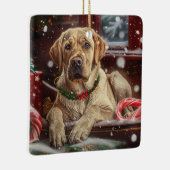 Labrador Hond Kerst Festiviteit Keramisch Ornament (Rechts)