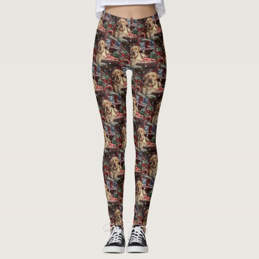 Labrador Hond Kerst Festiviteit Leggings (Voorkant)