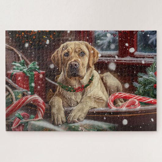 Labrador Hond Kerst Festiviteit Legpuzzel (Horizontaal)