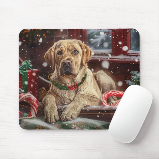 Labrador Hond Kerst Festiviteit Muismat (Met muis)
