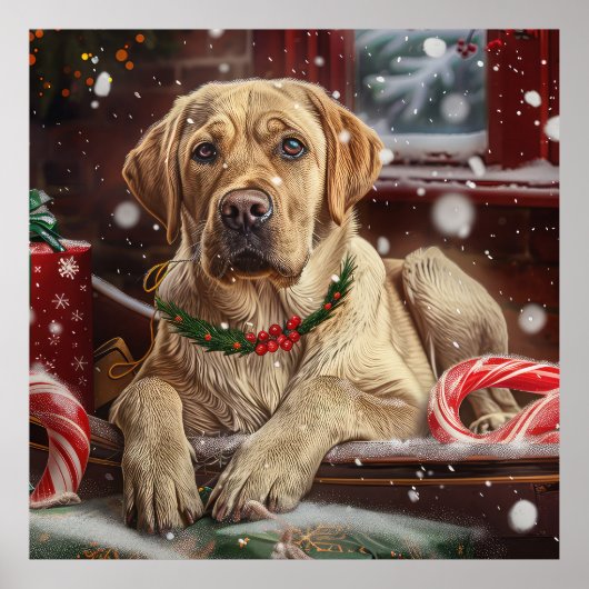 Labrador Hond Kerst Festiviteit Poster (Voorkant)