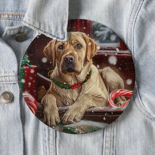 Labrador Hond Kerst Festiviteit Ronde Button 6,0 Cm (In situ)