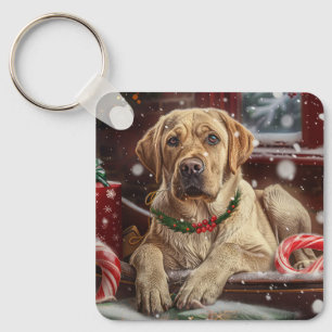 Labrador Hond Kerst Festiviteit Sleutelhanger