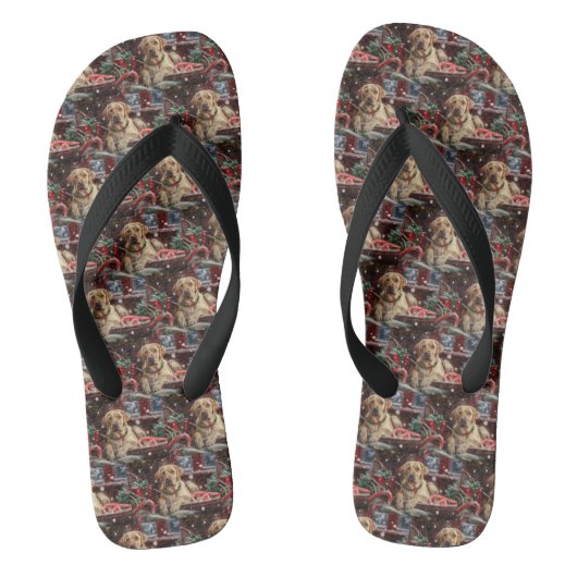 Labrador Hond Kerst Festiviteit Teenslippers (Voetbed)