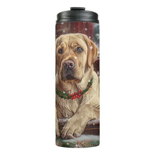 Labrador Hond Kerst Festiviteit Thermosbeker (Voorkant)