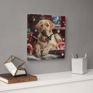 Labrador Hond Kerst Festiviteit Vierkante Klok