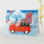 Labrador-hond Kerstbezorgingswagen Sneeuw  Kaart (Gele Bloem)