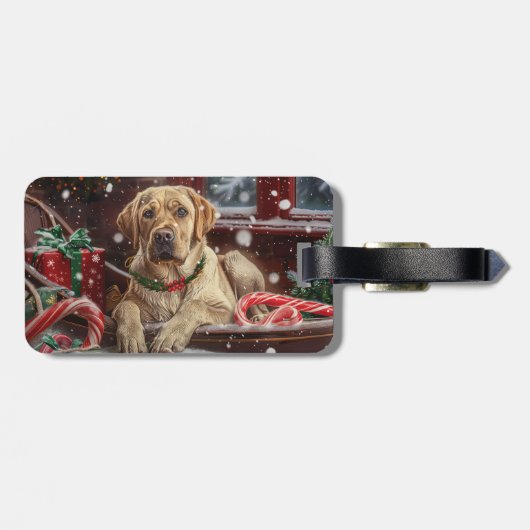 Labrador Hond Kerstfeest Bagagelabel (Achterkant horizontaal)