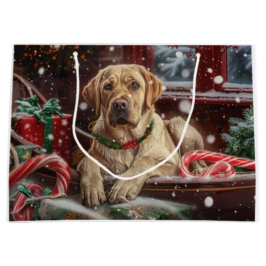 Labrador Hond Kerstfeest Groot Cadeauzakje (Voorkant)