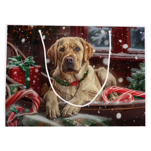 Labrador Hond Kerstfeest Groot Cadeauzakje (Achterkant)