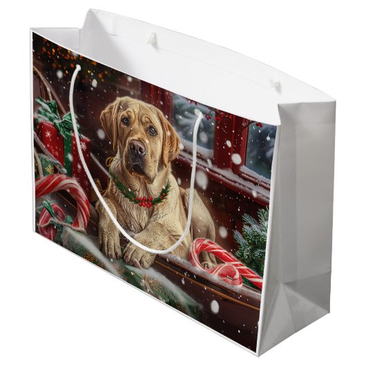 Labrador Hond Kerstfeest Groot Cadeauzakje (Achterkant Gekanteld)