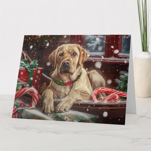 Labrador Hond Kerstfeest Kaart (Voorkant)