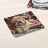 Labrador Hond Kerstfeest Kartonnen Onderzetters (Schuin)