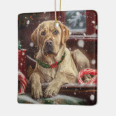 Labrador Hond Kerstfeest Keramisch Ornament (Links)