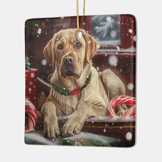 Labrador Hond Kerstfeest Keramisch Ornament (Links)