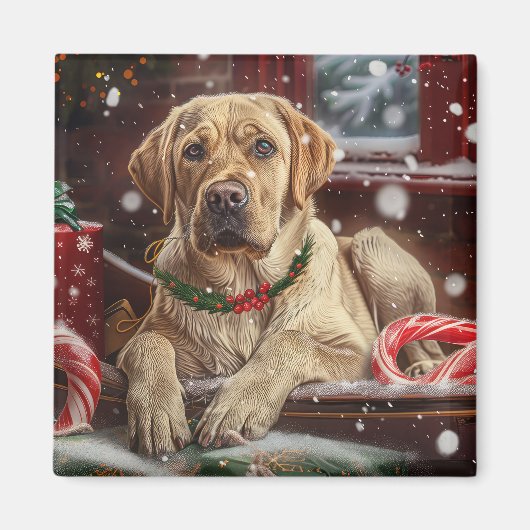 Labrador Hond Kerstfeest Magneet (Voorkant)