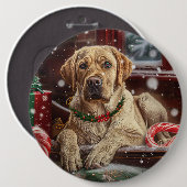 Labrador Hond Kerstfeest Ronde Button 6,0 Cm (Voorkant /achterkant)