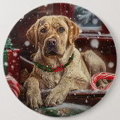 Labrador Hond Kerstfeest Ronde Button 6,0 Cm (Voorkant)