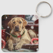 Labrador Hond Kerstfeest Sleutelhanger (Achterkant)