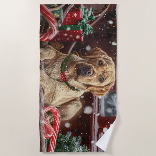 Labrador Hond Kerstfeest Strandlaken (Voorkant)