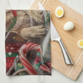 Labrador Hond Kerstfeest Theedoek (Quarter Fold)