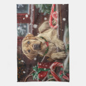 Labrador Hond Kerstfeest Theedoek (Verticaal)