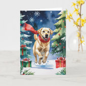 Labrador hond kerstgroet kaart (Gele Bloem)