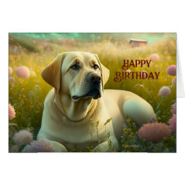 Labrador Hond Land Bloemen Verjaardag