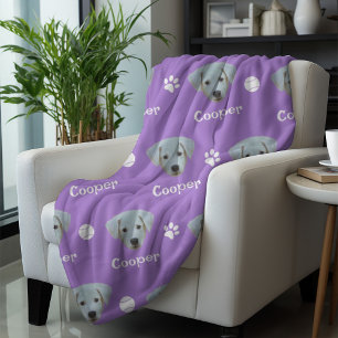 labrador hond, lavendel aangepaste naam fleece deken