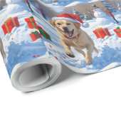 Labrador hond loopt in de sneeuw met kerst Pet Cadeaupapier (Rol Hoek)