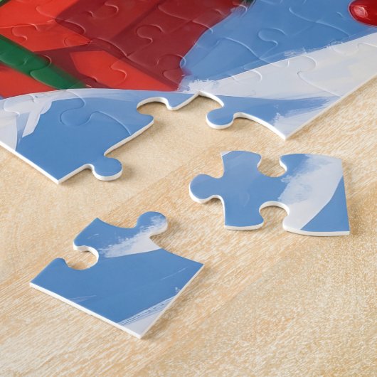 Labrador hond loopt in de sneeuw met kerst Pet Legpuzzel (Zijkant)