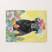 Labrador Hond met Bloemen Lente Legpuzzel (Horizontaal)
