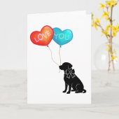 Labrador Hond Met I LOVE YOU Ballonnen Kaart (Gele Bloem)