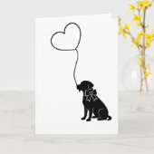 Labrador Hond Met Liefde Hart Ballon Kaart (Gele Bloem)