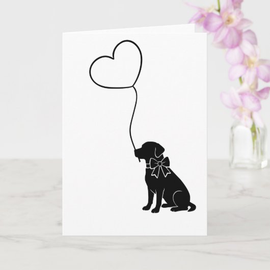 Labrador Hond Met Liefdes Hart Ballon Kaart (Orchidee)