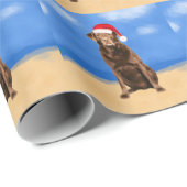 Labrador Hond op Strand Kerstvakantie Cadeaupapier (Rol Hoek)