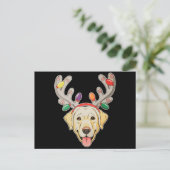 Labrador-hond Rendier-gewei Kerstverlichting Feestdagenkaart (Staand voorkant)