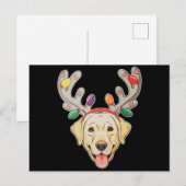 Labrador-hond Rendier-gewei Kerstverlichting Feestdagenkaart (Voorkant / Achterkant)