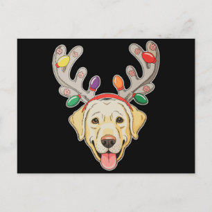Labrador-hond Rendier-gewei Kerstverlichting Feestdagenkaart