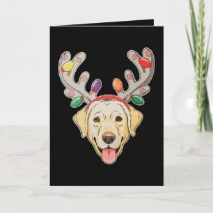 Labrador-hond Rendier-gewei Kerstverlichting Kaart