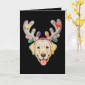 Labrador-hond Rendier-gewei Kerstverlichting Kaart (Gele Bloem)