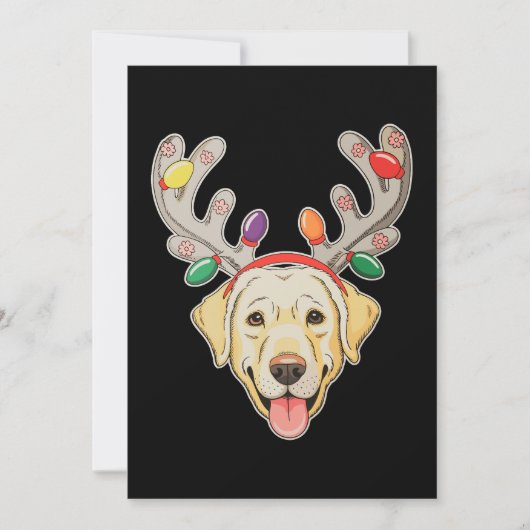 Labrador-hond Rendier-geweien Kerstverlichting Kaart (Voorkant)