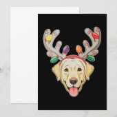 Labrador-hond Rendier-geweien Kerstverlichting Kaart (Voorkant / Achterkant)