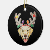 Labrador-hond Rendier-geweien Kerstverlichting Keramisch Ornament (Links)
