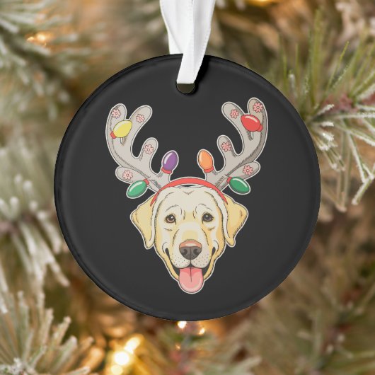 Labrador-hond Rendier-geweien Kerstverlichting Ornament (Boom)