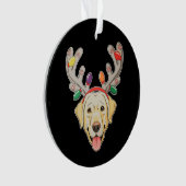 Labrador-hond Rendier-geweien Kerstverlichting Ornament (voorkant)