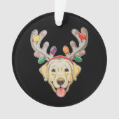 Labrador-hond Rendier-geweien Kerstverlichting Ornament (voorkant)