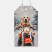 Labrador Hond Rijden Motorfiets Kerstmis Cadeaulabel (Voorkant)